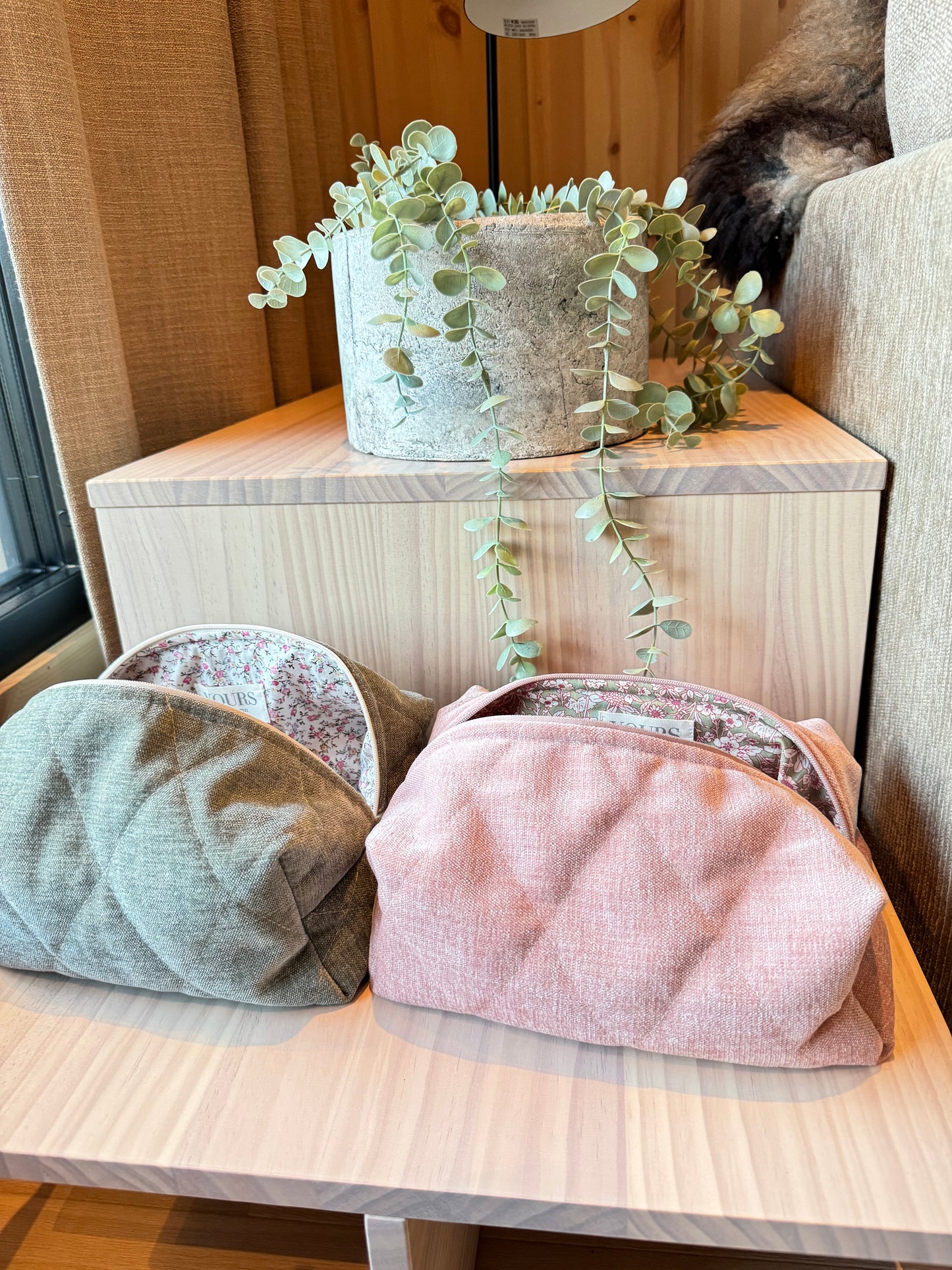 POWDER PINK SOFT AND FUZZY BEAUTY BAG