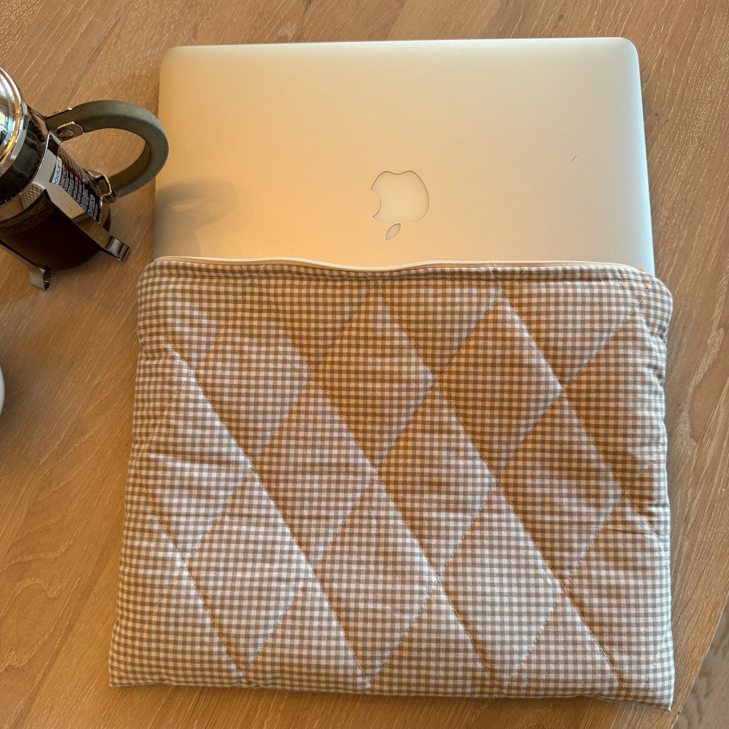 BROWN MINI GINGHAM LAPTOP SLEEVE